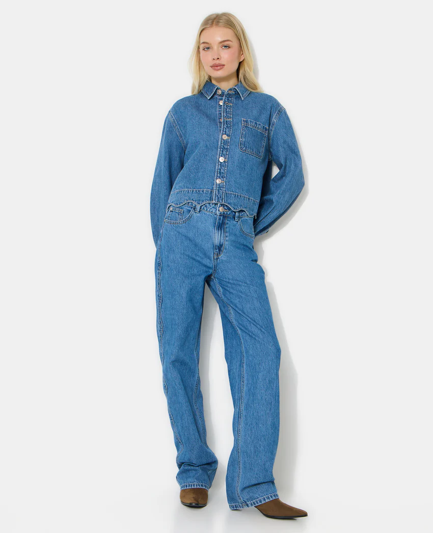 Pimkie Chemise en jean avec bords zig-zag