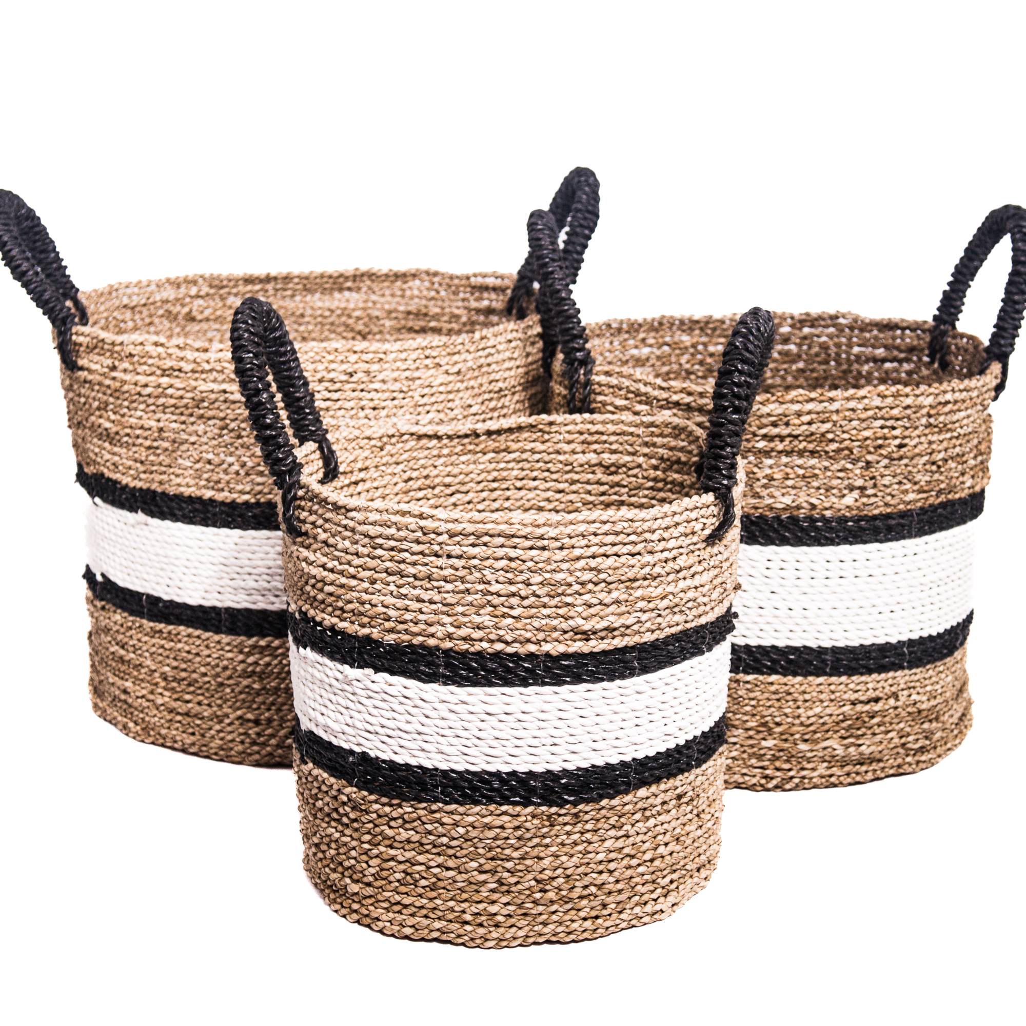 Mand naturel/wit/zwarte band en handvatten L