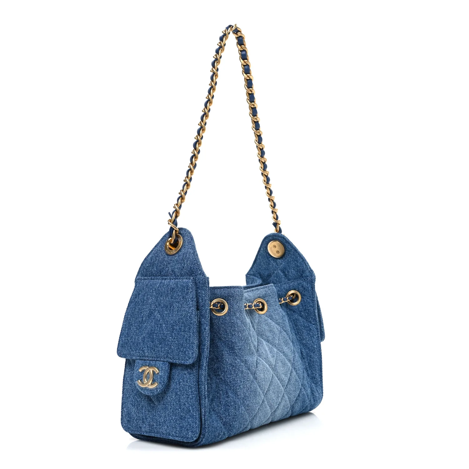 Washed Denim Quilted Mini Chanel 25 Handbag Blue - Top Club