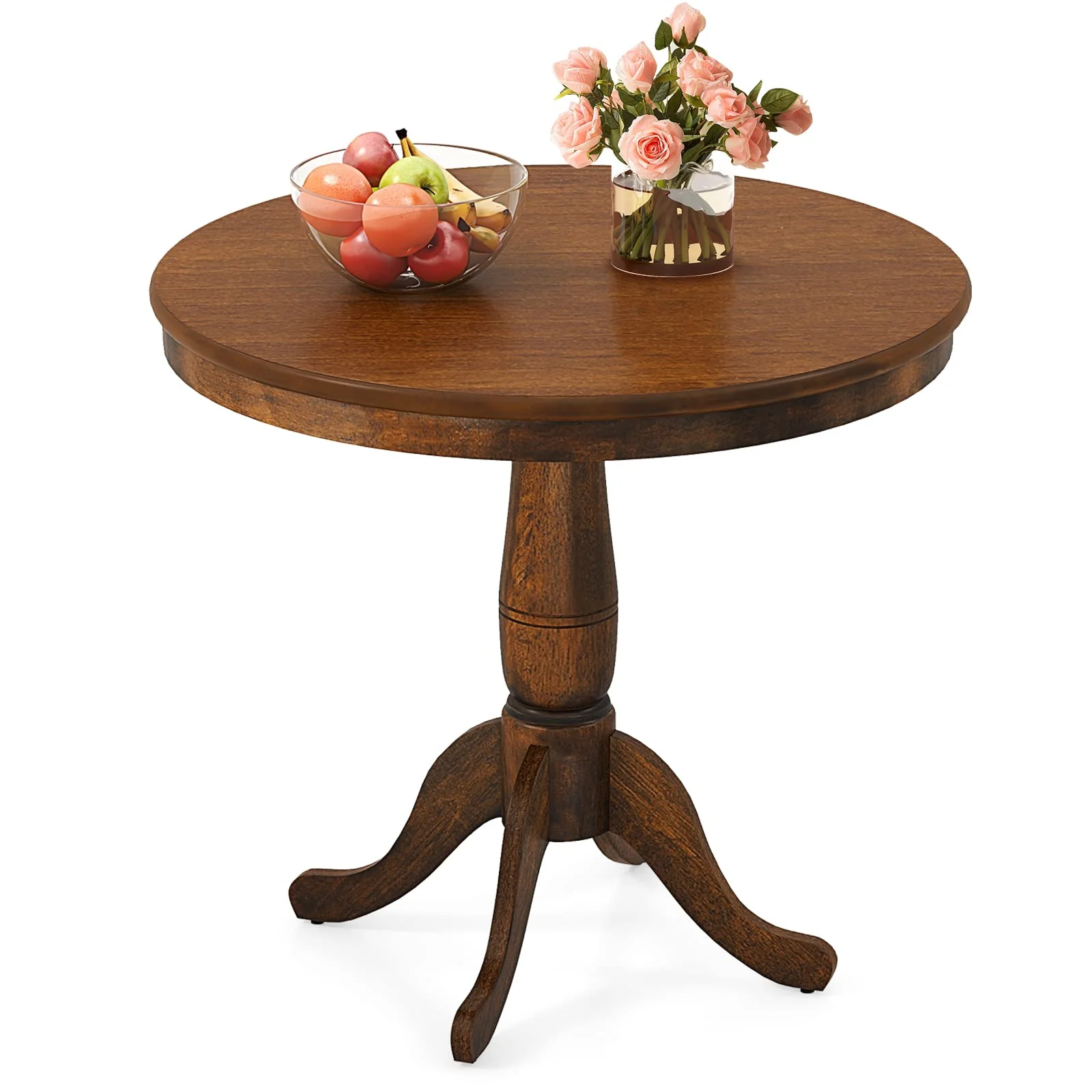 BEFOUNDLOVELY Round Dining Table for 2-4 People, Wooden Kitchen Table with Spacious Table Top, Pedestal Base