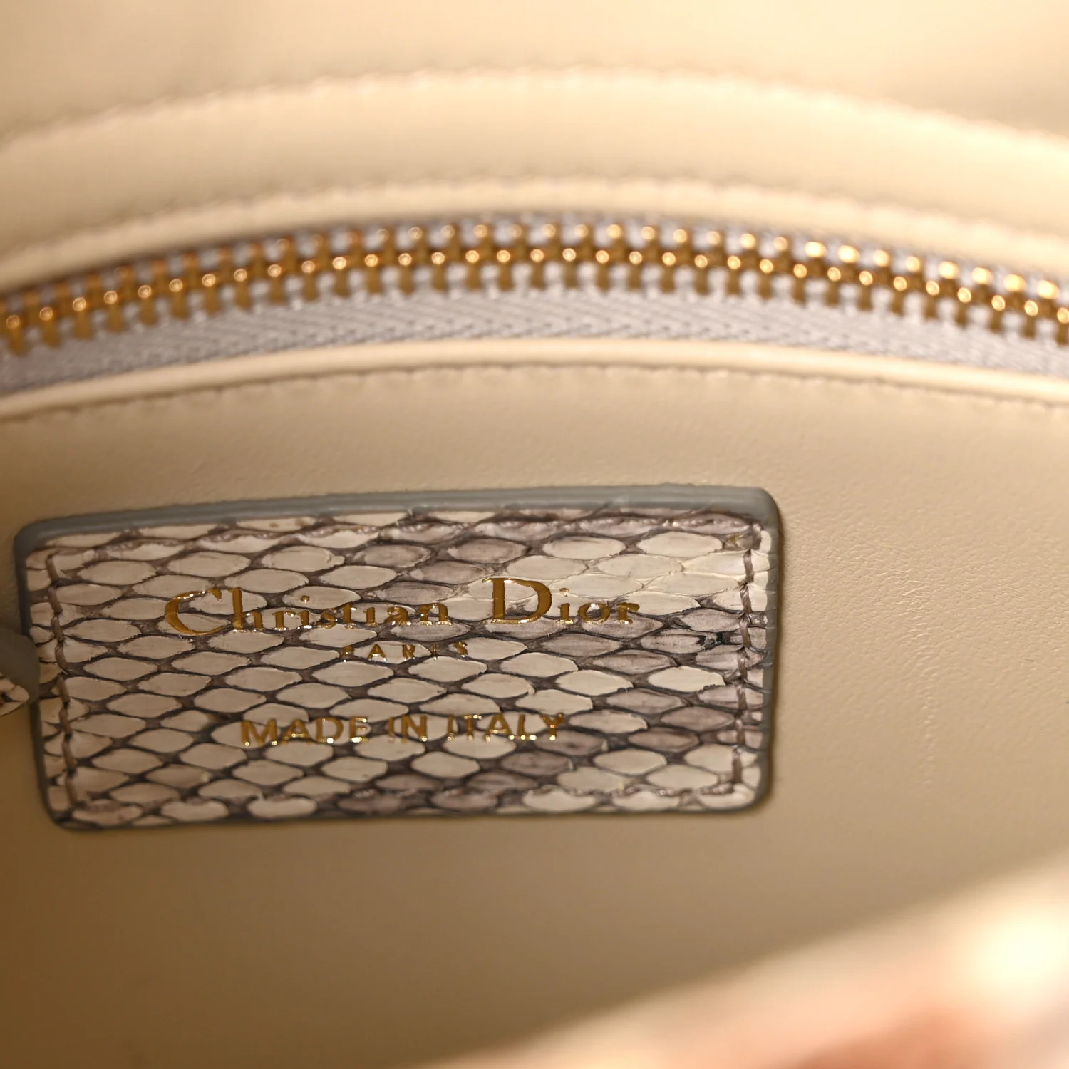 Snakeskin Mini Lady Dior Beige Gold - Top Club