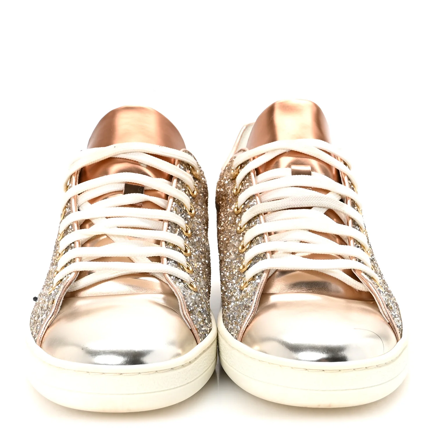 Metallic Glitter Frontrow Sneakers 37 Rose Gold - Top Club