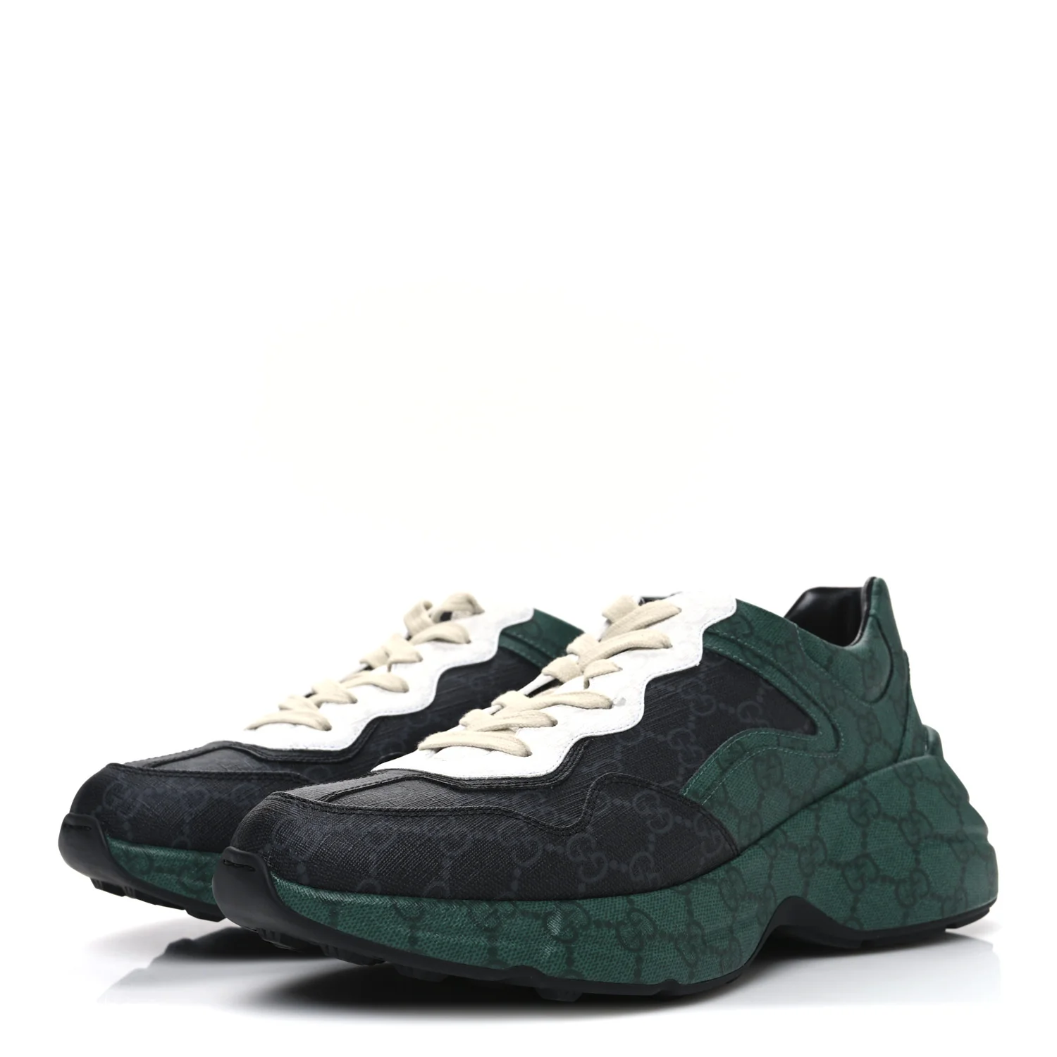 GG Supreme Monogram Mens Rhyton Sneakers 8.5 Black Green - Top Club