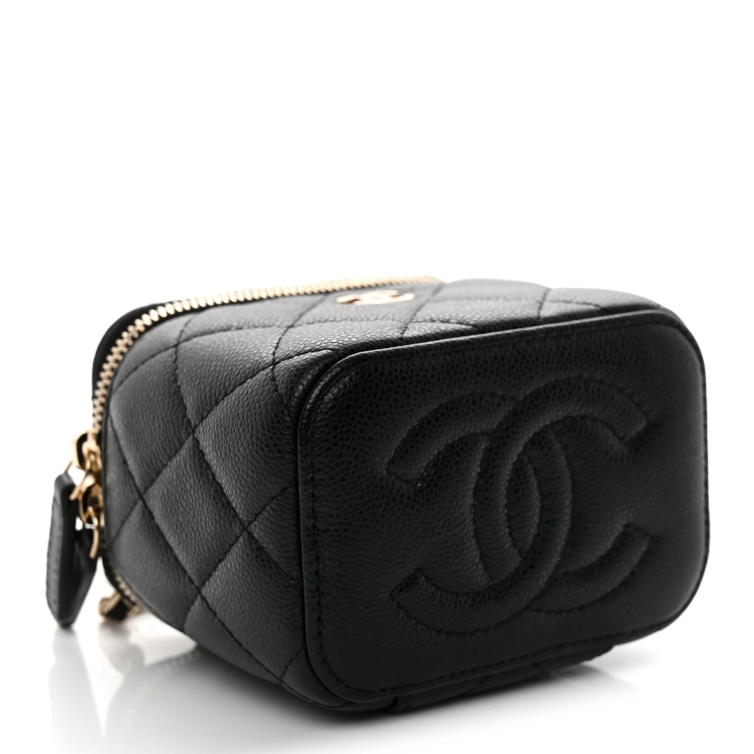 Caviar Quilted Mini Vanity Case With Chain Black - Top Club