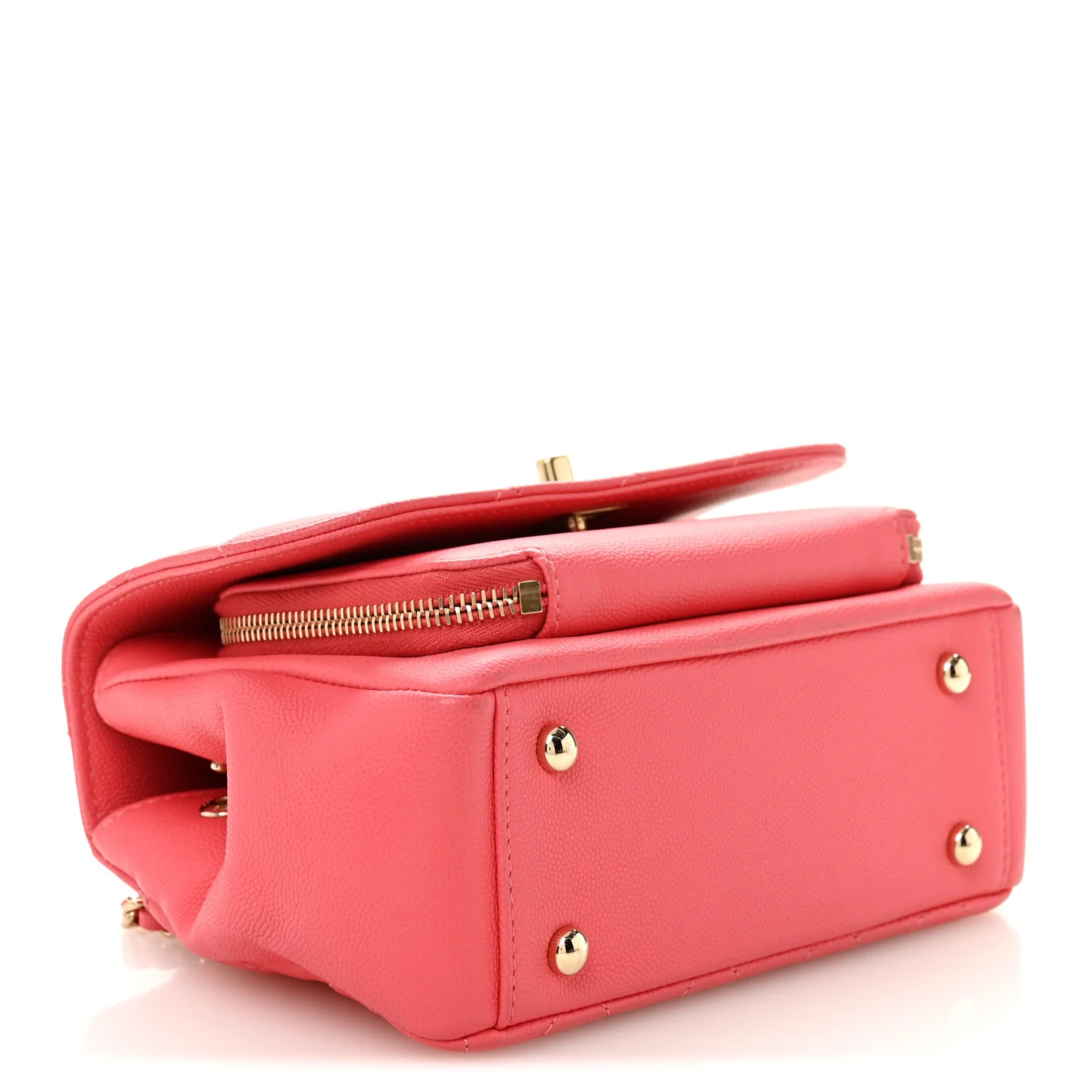 Caviar Quilted Small Business Affinity Flap Coral - Top Club
