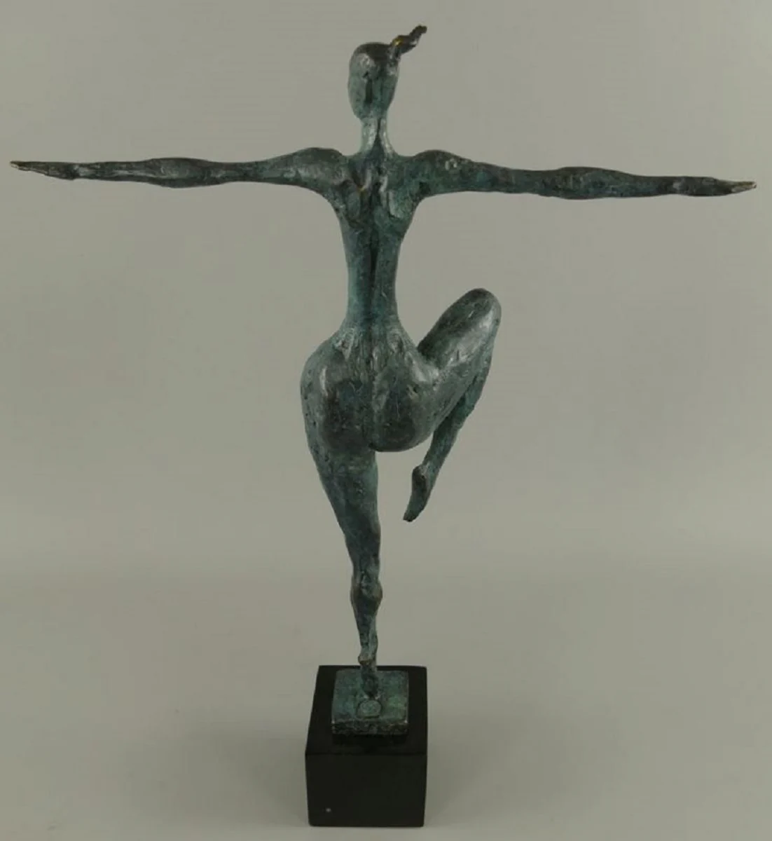 Luxury bronze sculpture dancer blue / black 36 x 8 x H. 52 cm - bronze figure with marble base - decorative accessories