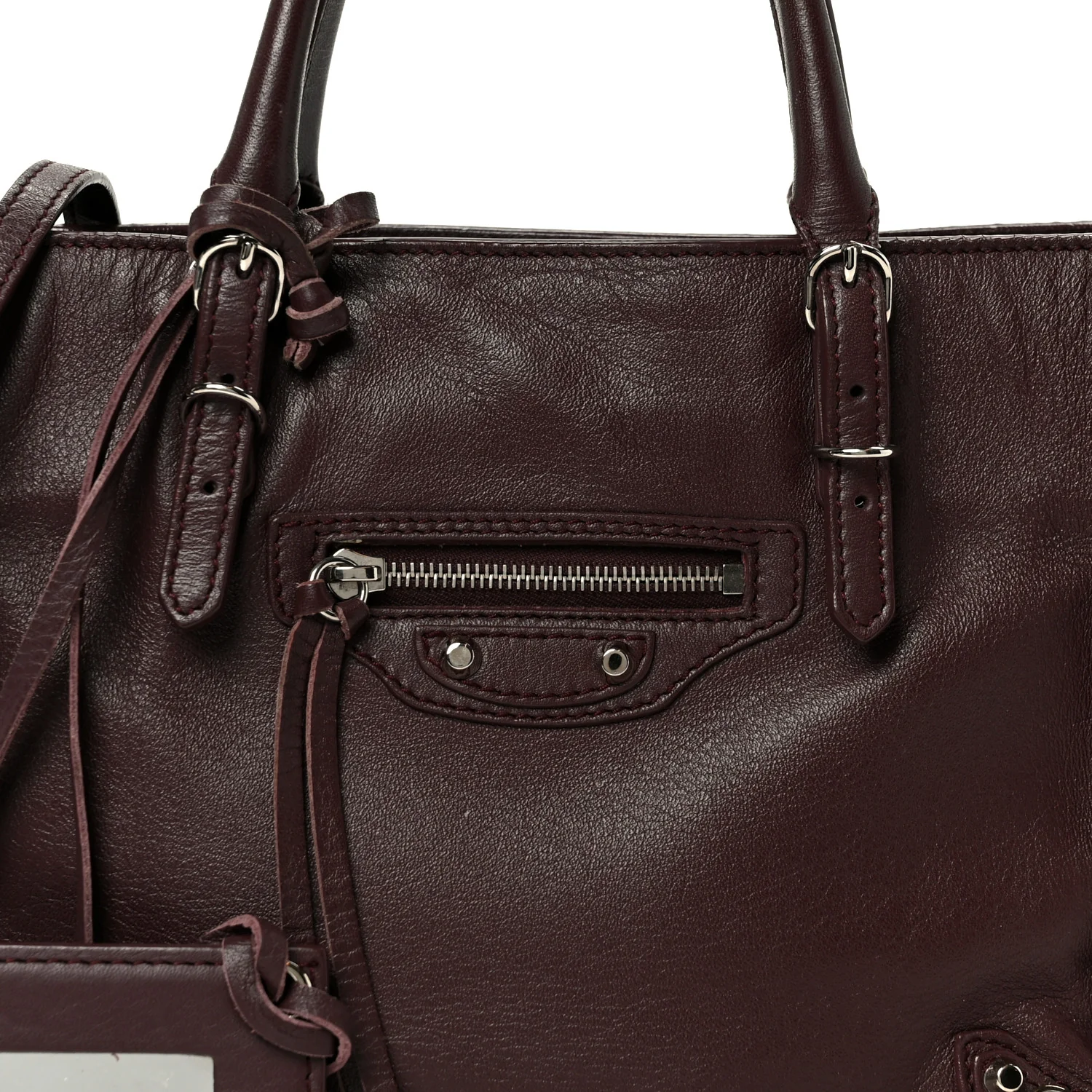 Calfskin Papier Mini A4 Zip Around Tote Rouge Aubergine - Top Club