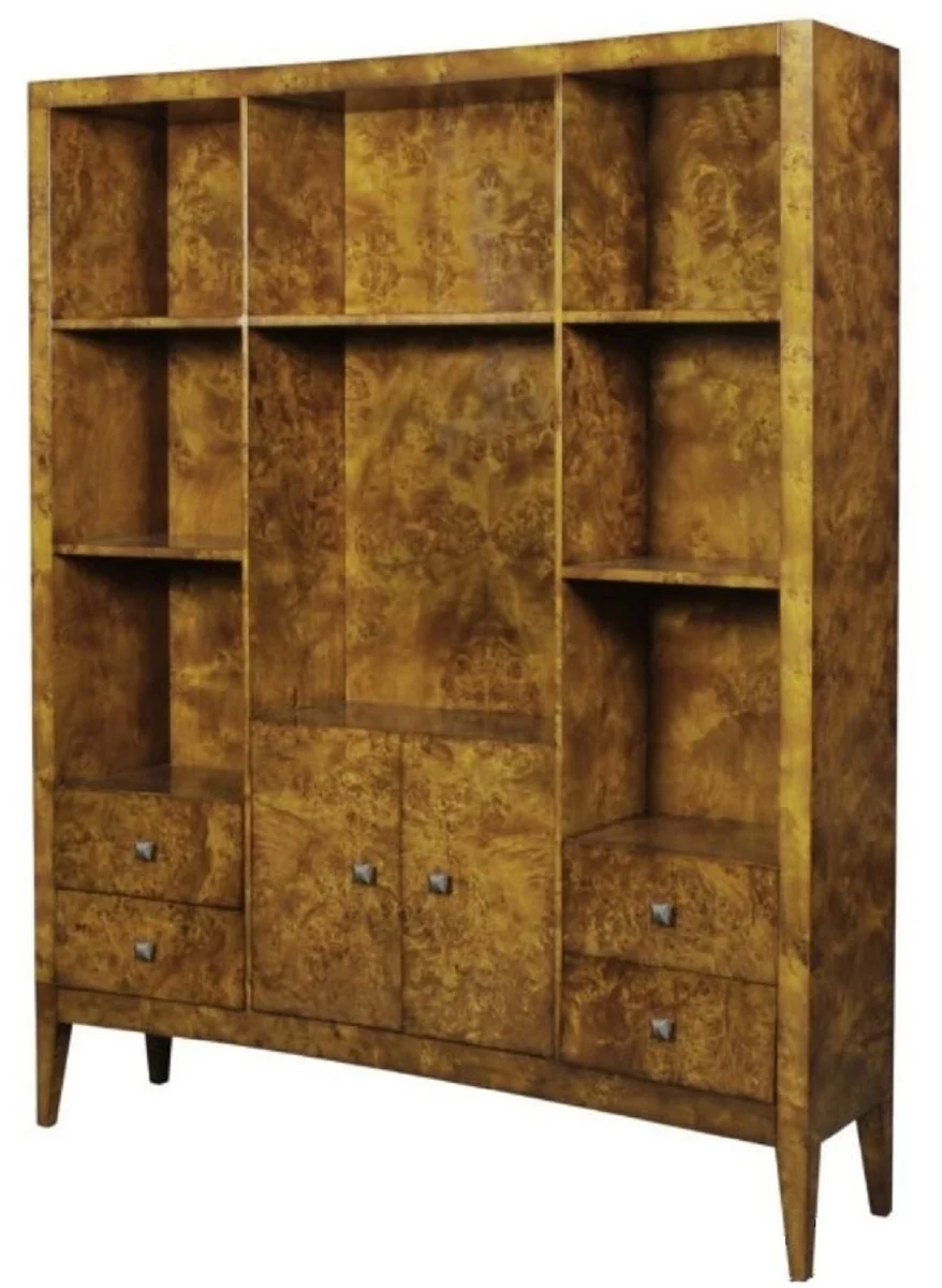 Luxury bookcase with 2 doors and 4 drawers light brown 150 x 35 x H. 190 cm - office cabinet - living room cabinet - luxury quality