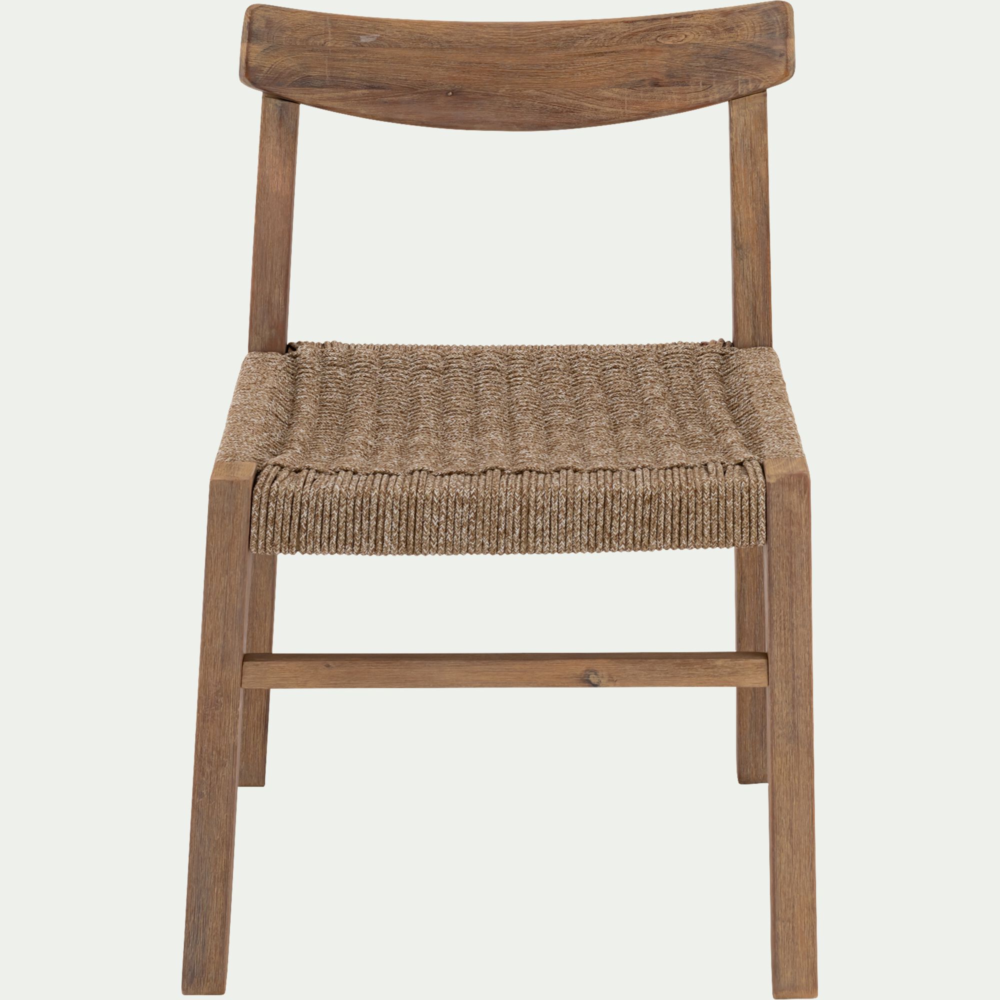 SORGUES - Chaise de jardin en acacia et assise en corde - bois foncé