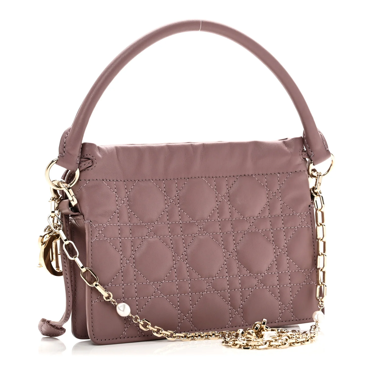 Lambskin Cannage Milly Mini Drawstring Bag Pink Peony - Top Club