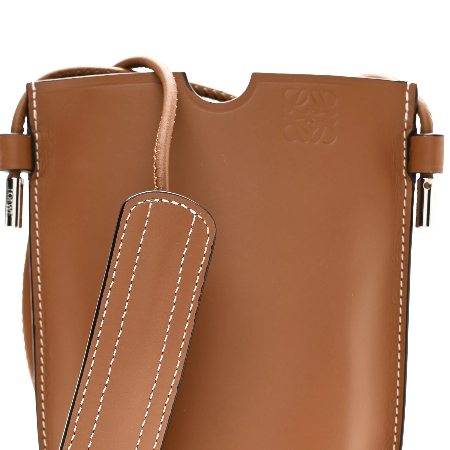 Smooth Calfskin Anagram Phone Pouch Tan - Top Club