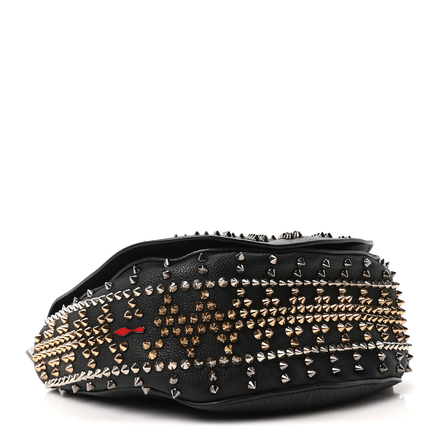 Calfskin Mix Chevron Spikes Panettone Messenger Black - Top Club