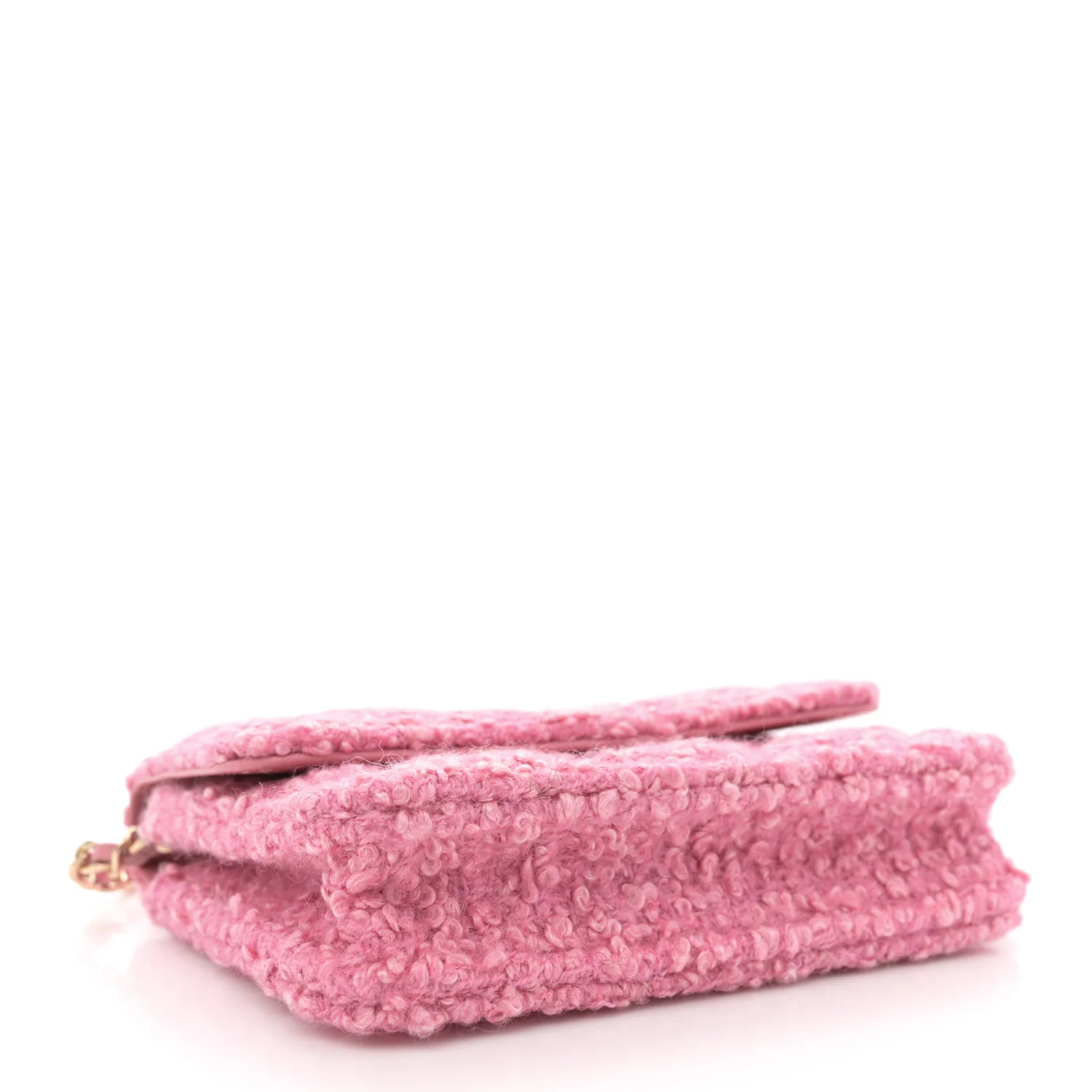 Tweed Quilted Flap Chain Waist Bag Pink - Top Club