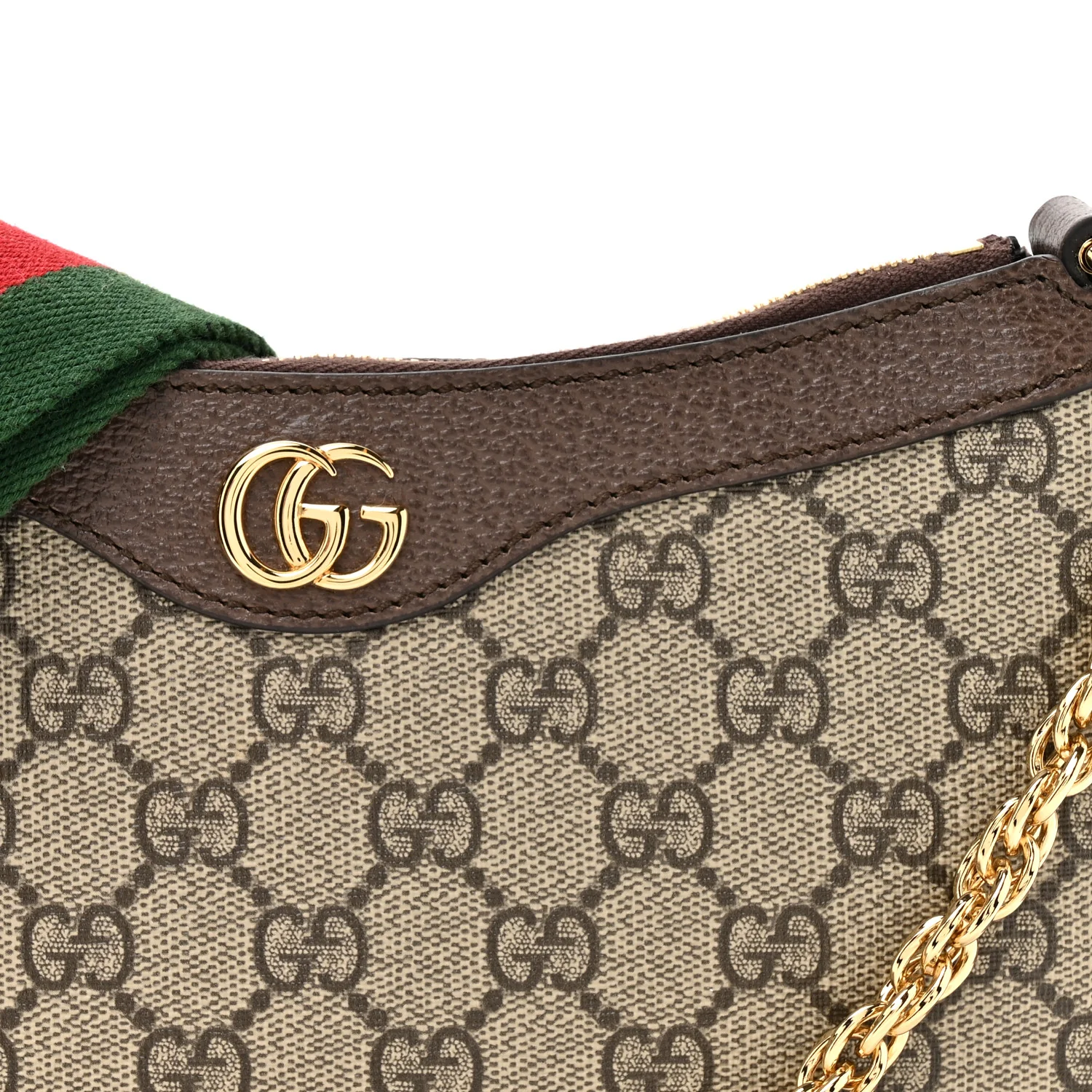 GG Supreme Monogram Textured Dollar Calfskin Web Small Ophidia GG Handbag Beige Ebony New Acero - Top Club