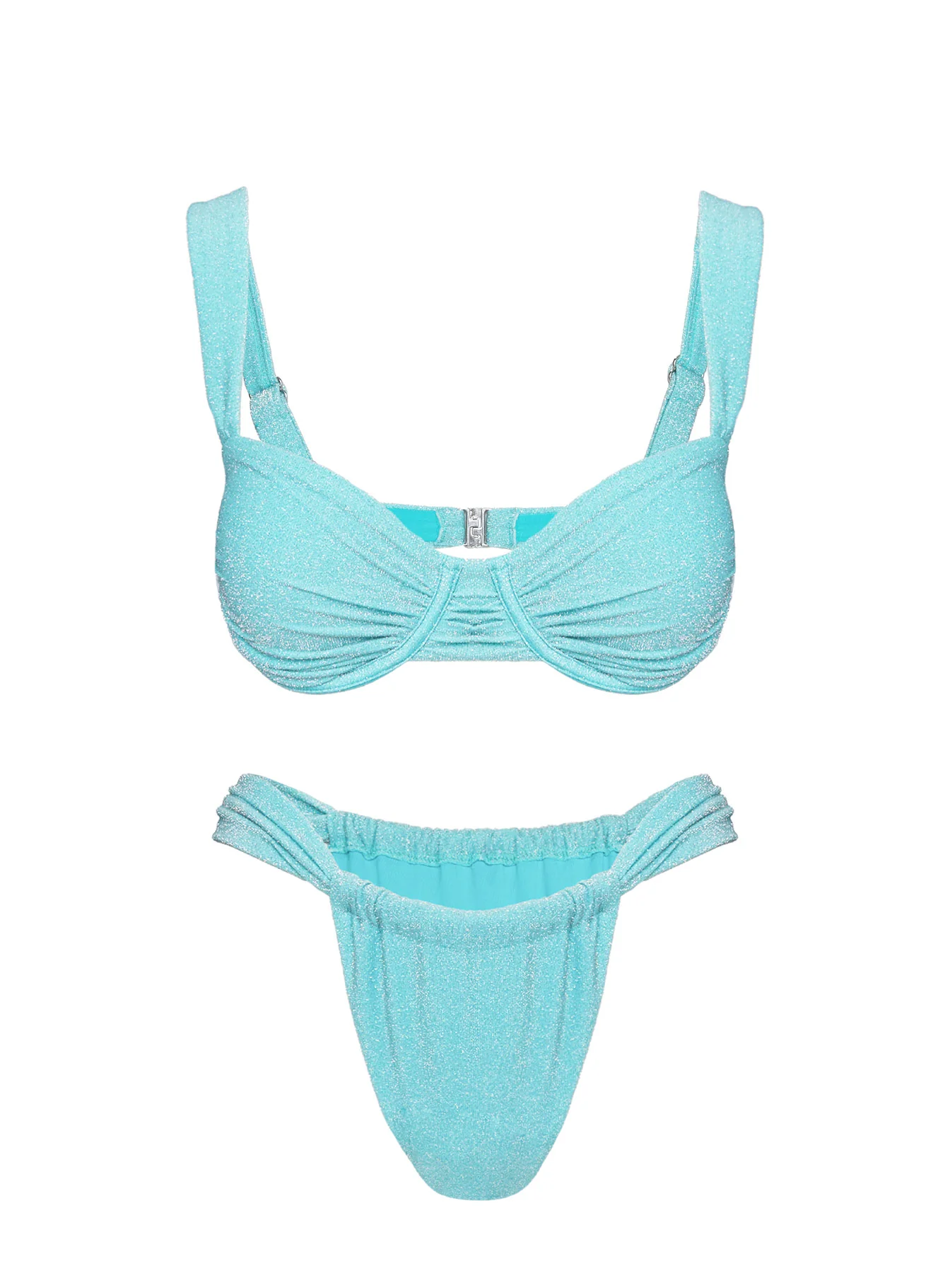 Siella Underwire Glitter Bikini Top Blue