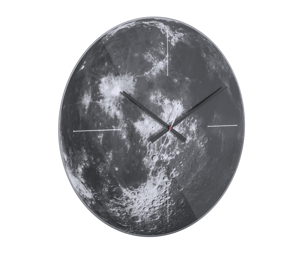 Wall clock Moon mirror glass, silent movem.