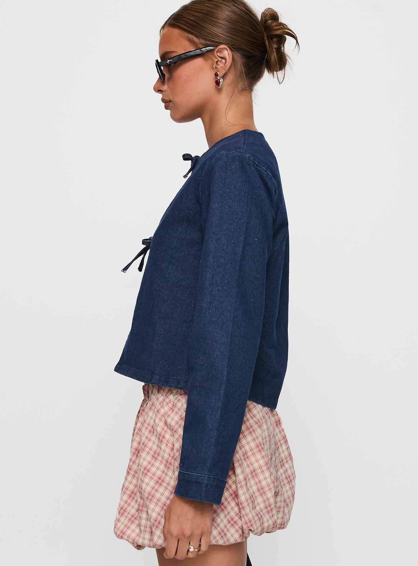 Never Alone Tie Detail Jacket Denim