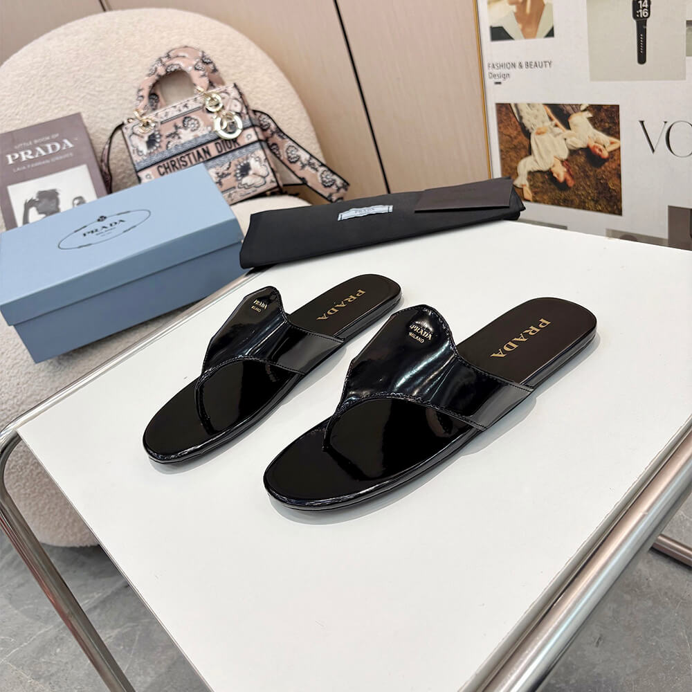 Prada Brushed leather thong sandals - Top Club