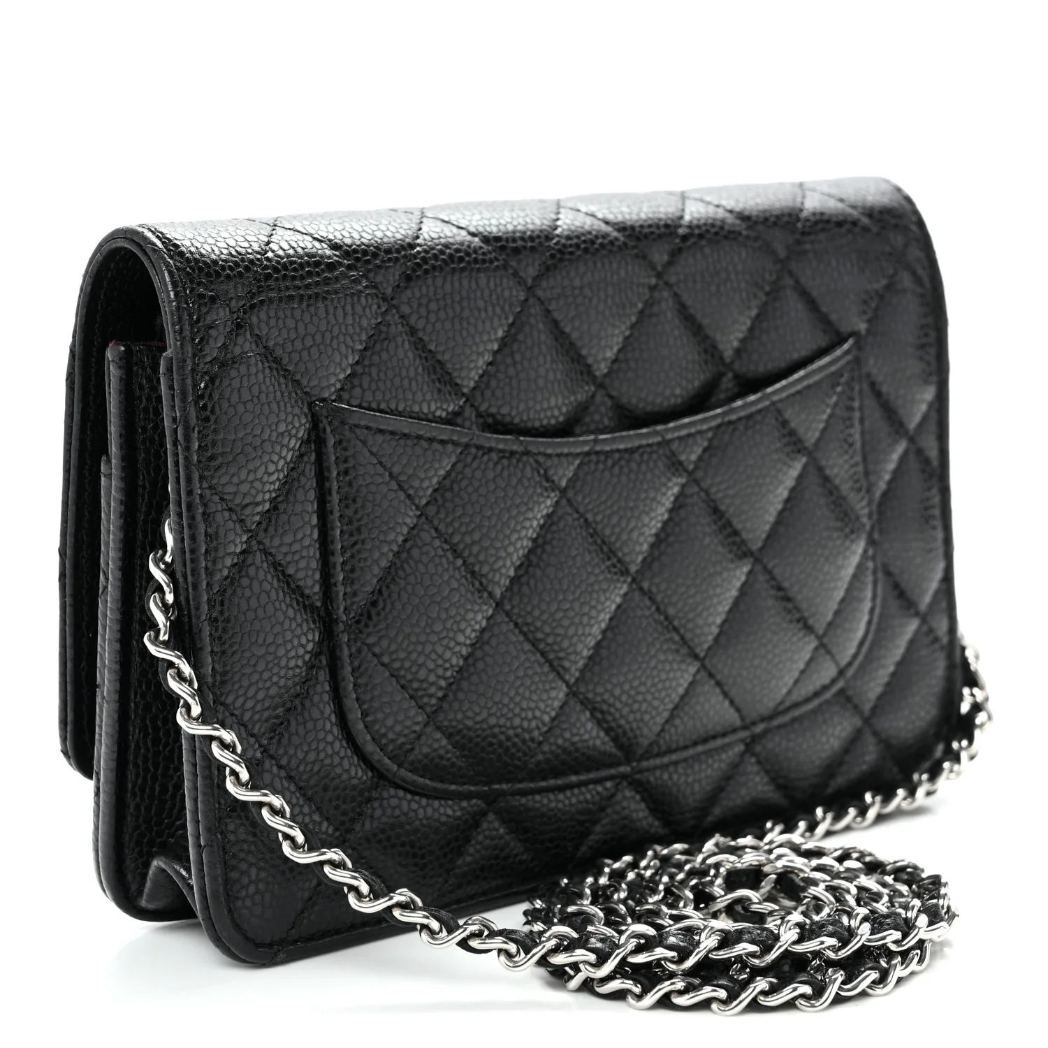Caviar Quilted Wallet on Chain WOC Black