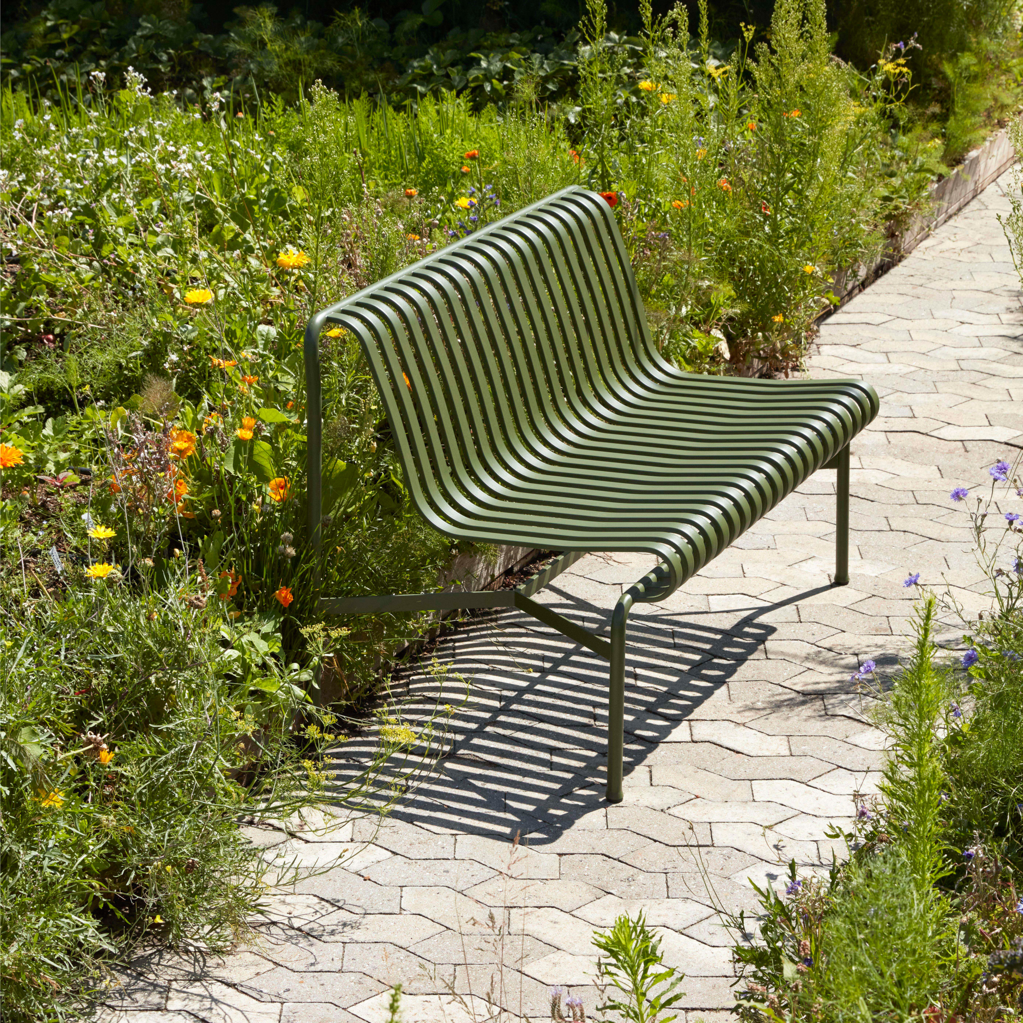 Tuinbank Palissade Dining Bench zonder arm olive