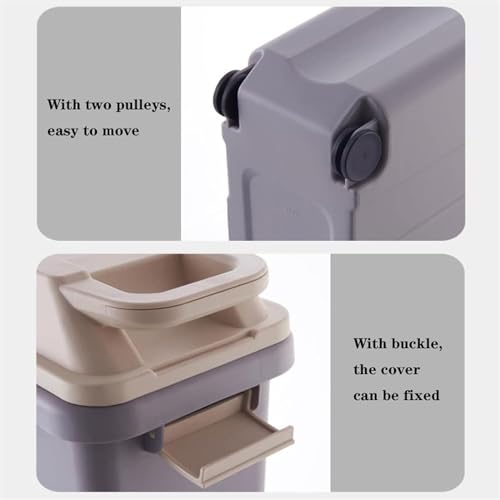 Outdoor Trash Can Outdoor Waste Bins with Cover Large-Capacity Classified Garbage Can with 2 Wheels Trash Bins Commercial Outdoor Waste Bins, Light brown