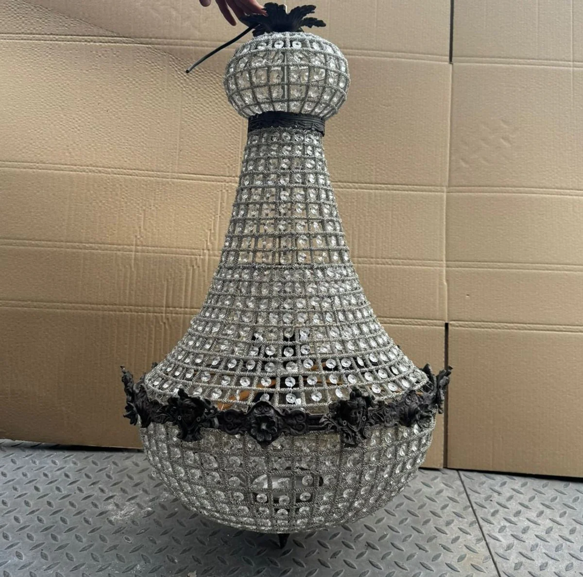 Baroque Crystal Chandelier Oxidized H. 93 cm - Baroque Lights