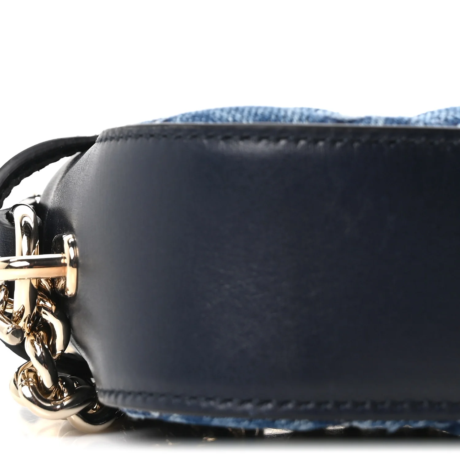 Denim GG Monogram Mini Moon Side Shoulder Bag Blue - Top Club