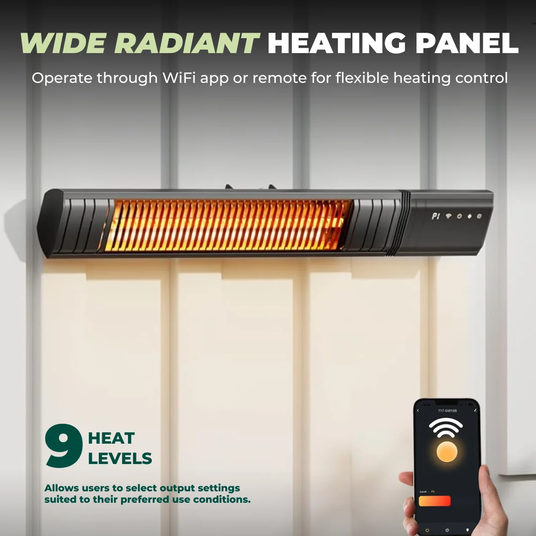 1500W Infrared Patio Heater with Wall Mount, WiFi App & Remote 1500W Infrared Patio Heater with Wall Mount, WiFi App & Remote