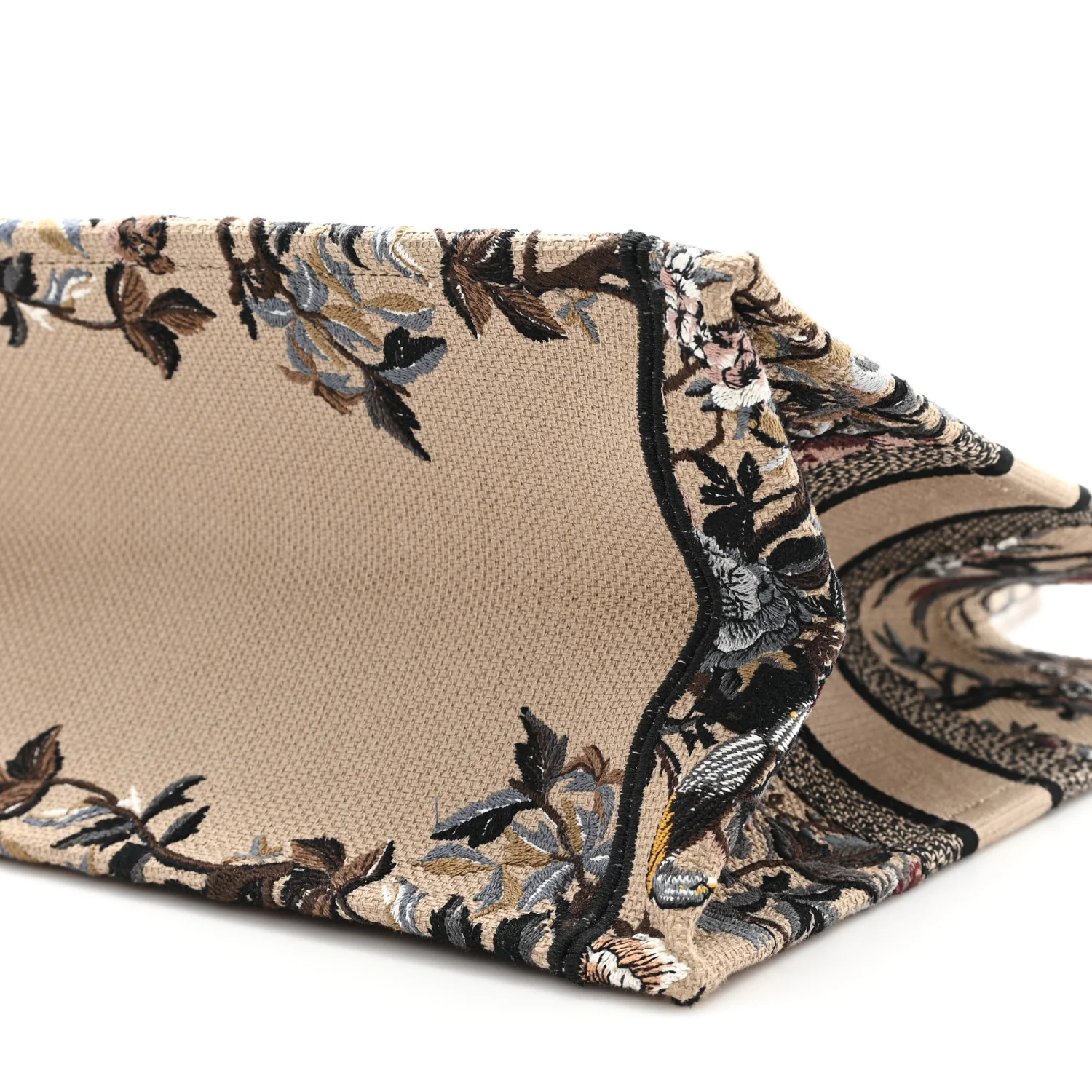 Canvas Embroidered Jardin D'Hiver Medium Book Tote Beige Multicolor - Top Club