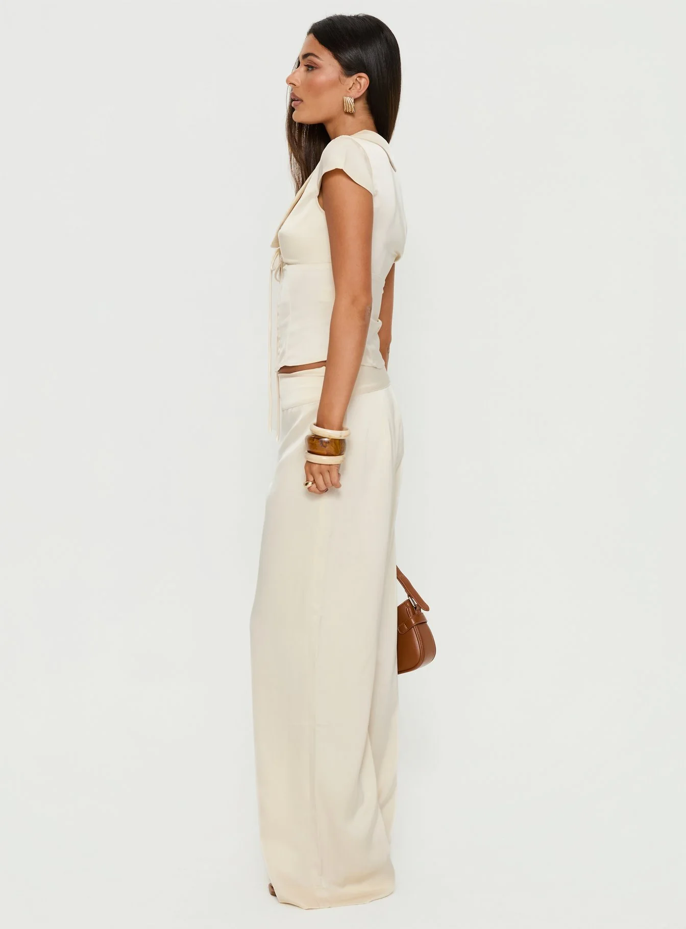 Aubrette Satin Tie Pants Cream