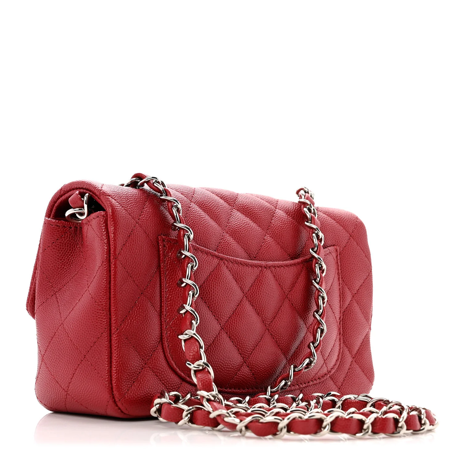 Caviar Quilted Mini Rectangular Flap Dark Red - Top Club