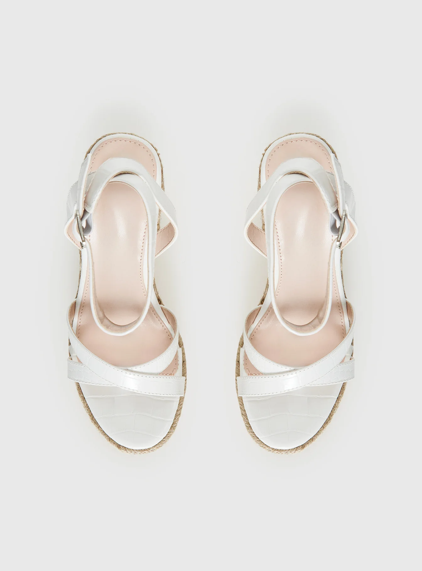 Jesper Espadrille Wedged Heels White Croc