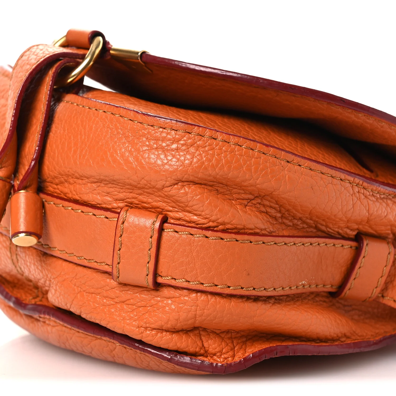 Grained Calfskin Small Marcie Saddle Bag Wood Rose - Top Club
