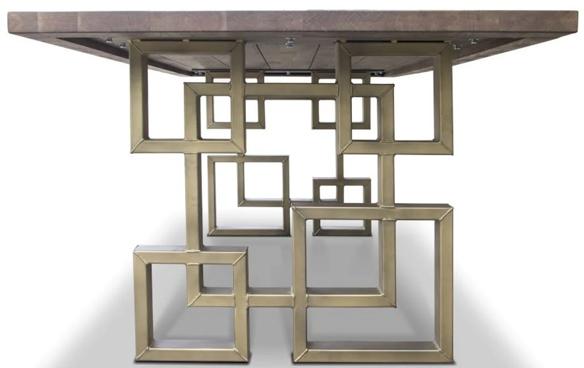 Designer solid wood dining table with rustic oak table top and steel legs - Various colors & sizes - Dining room table