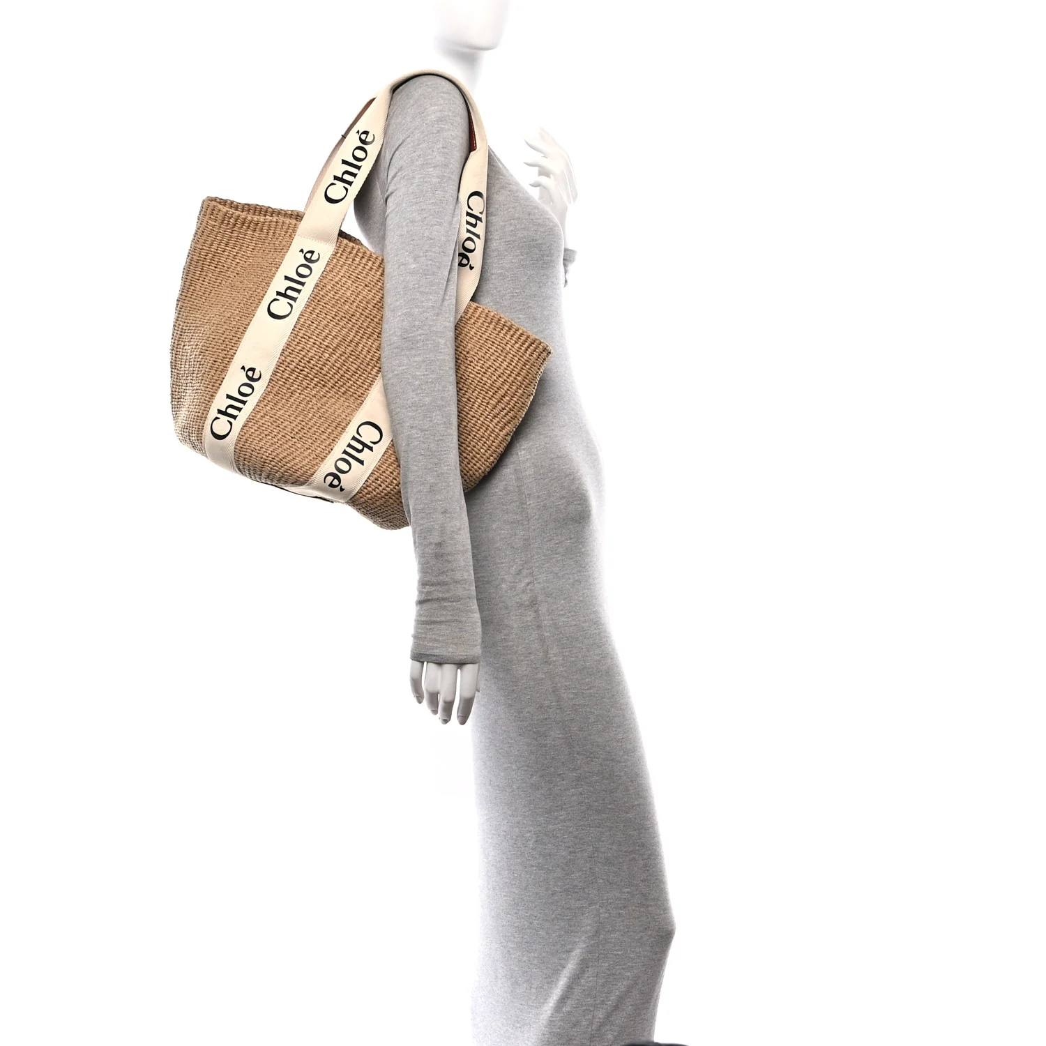 Raffia Large Woody Basket Bag White