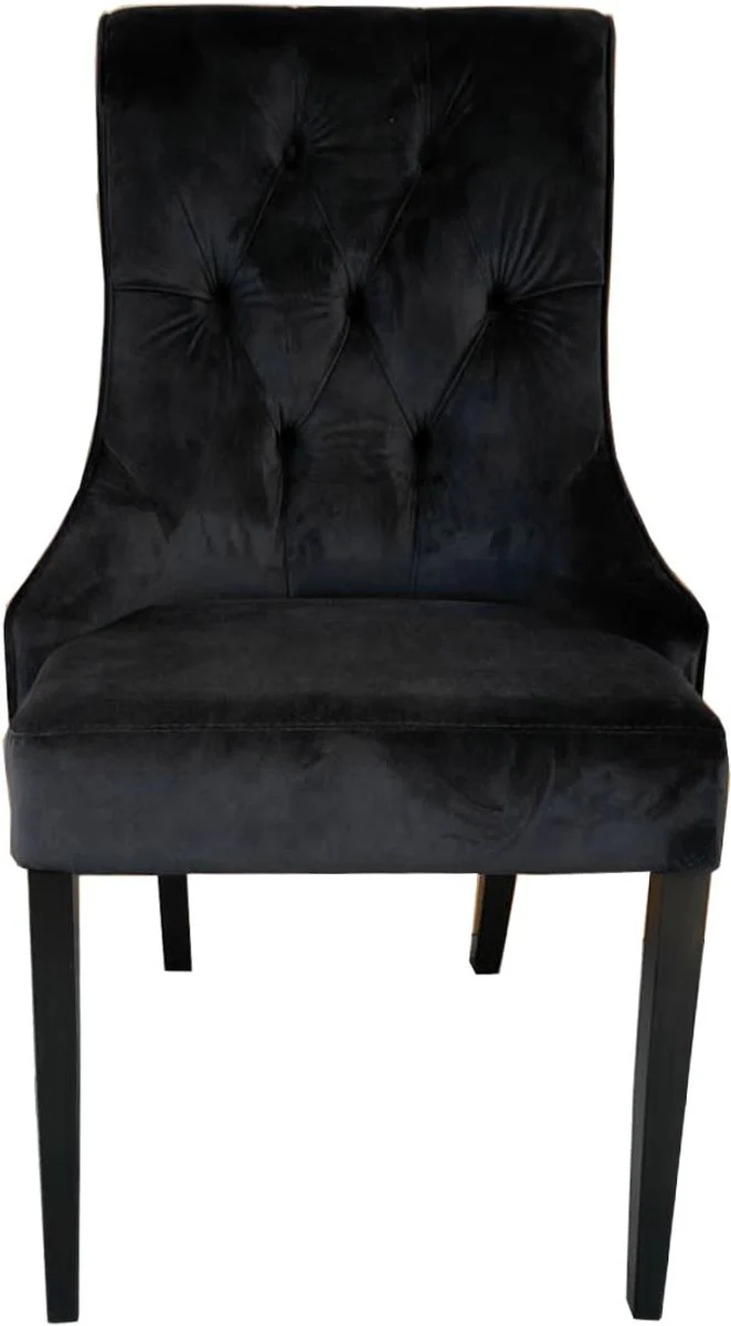 Luxury dining room chair black / black without armrests - Neoclassic
