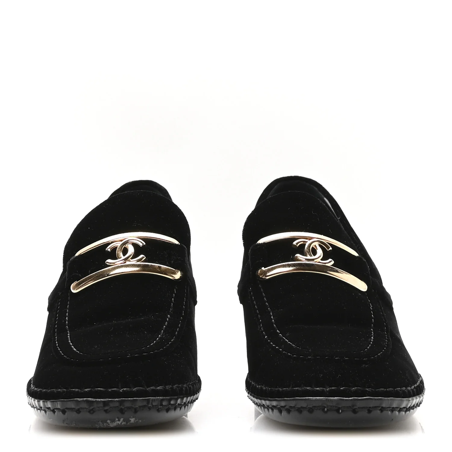 Shiny Calfskin Logo Loafers 38 Black - Top Club
