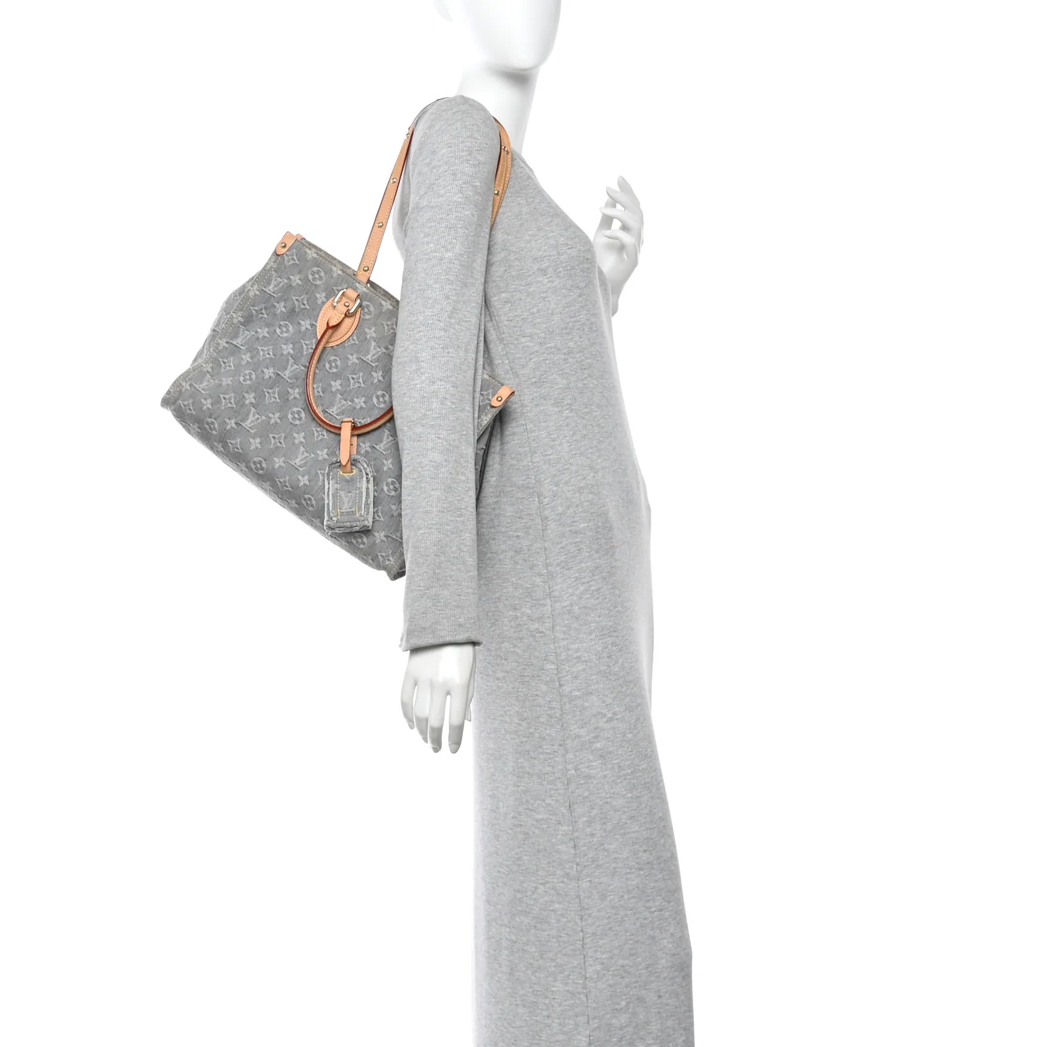 Monogram Denim Onthego MM Washed Grey