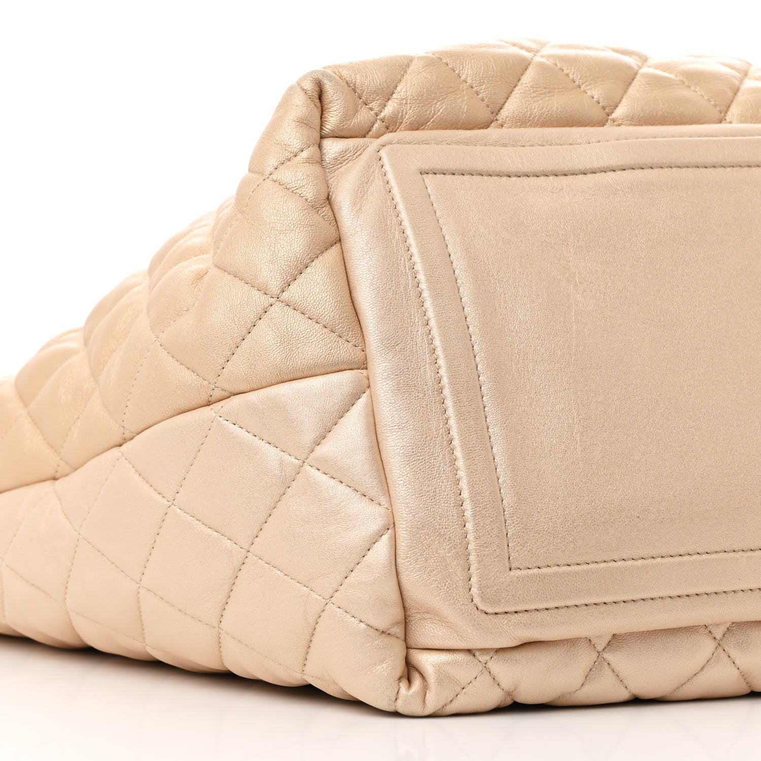 Metallic Lambskin Quilted Large Coco Cocoon Tote Light Gold - Top Club