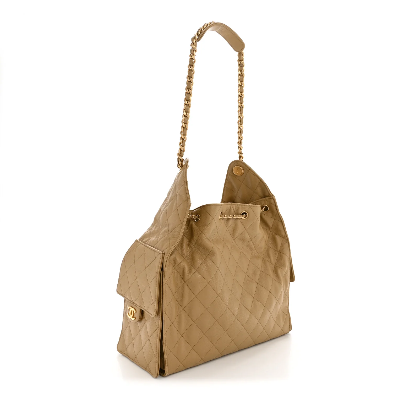 Caviar Quilted Medium Chanel 25 Handbag Dark Beige - Top Club