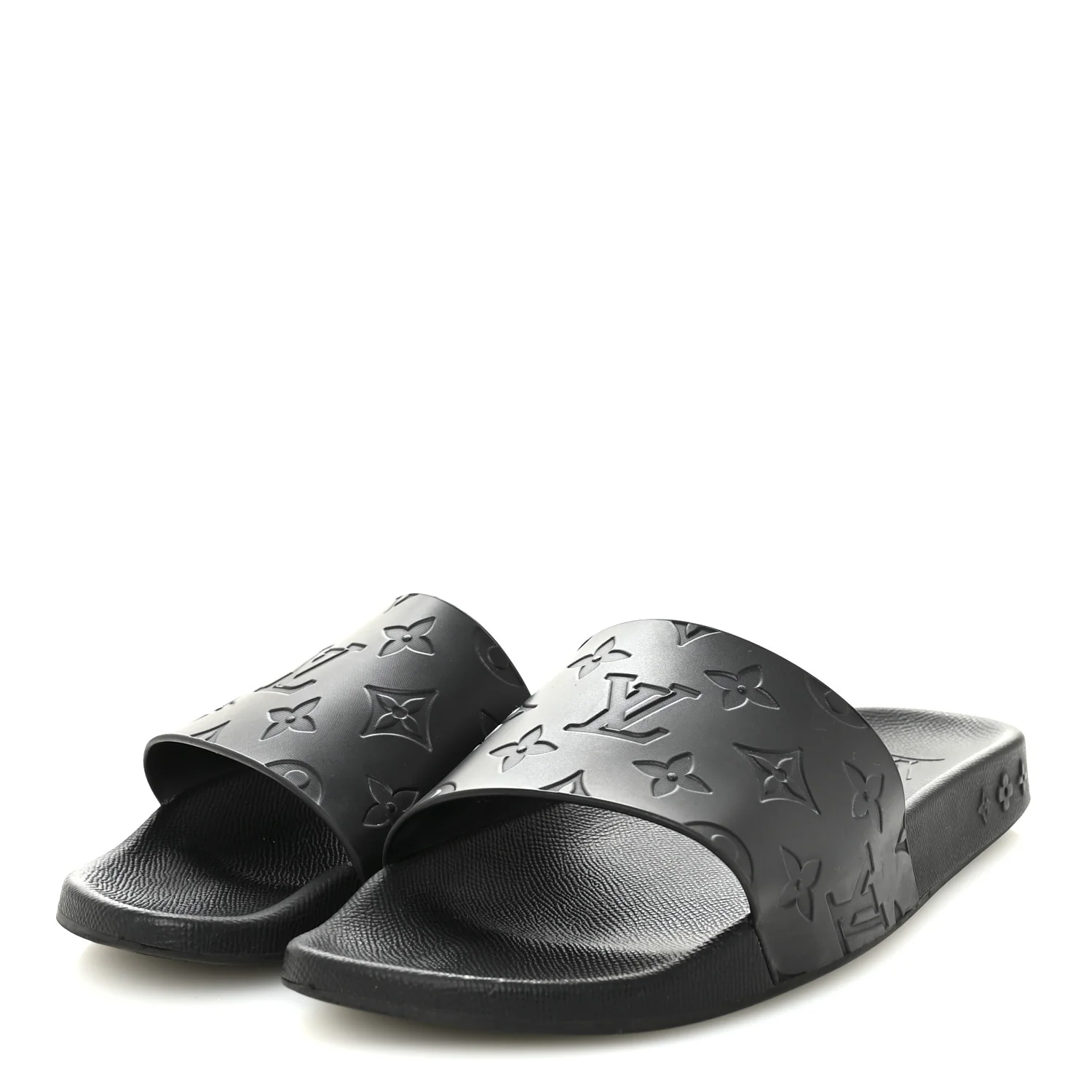 Rubber Embossed Monogram Mens Waterfront Mules 7.5 Black - Top Club