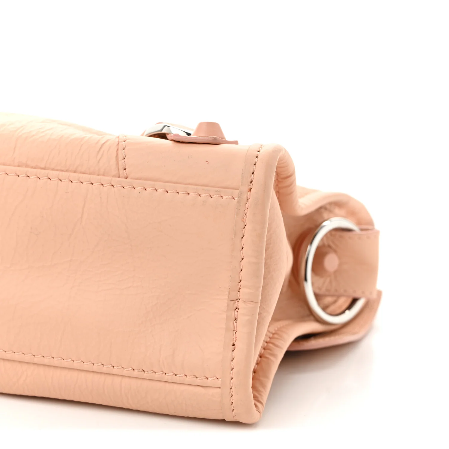 Matte Goatskin Rubber Covered Classic Hardware Mini City Rose Poudre - Top Club