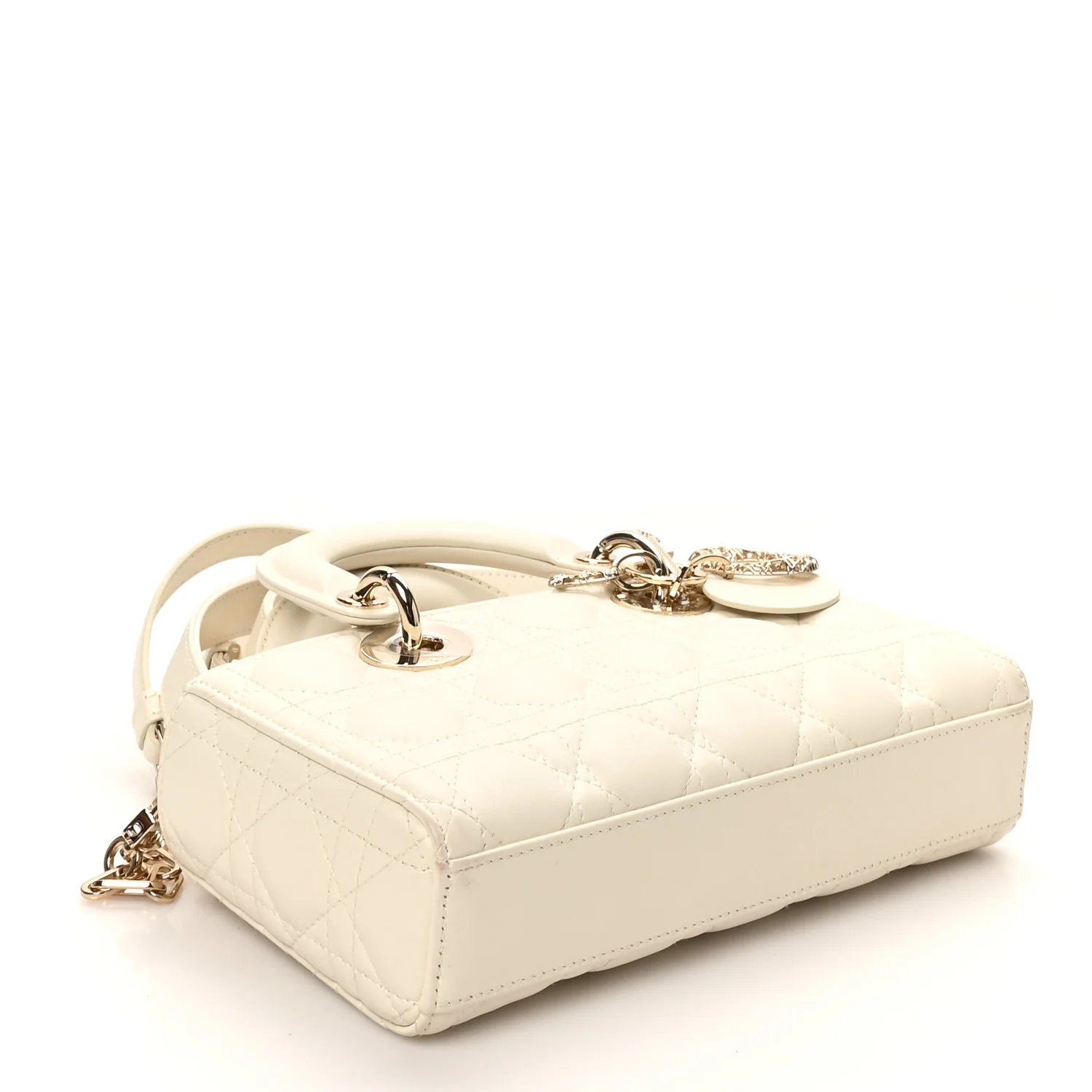 Lambskin Cannage Small Lady D-Joy Latte - Top Club