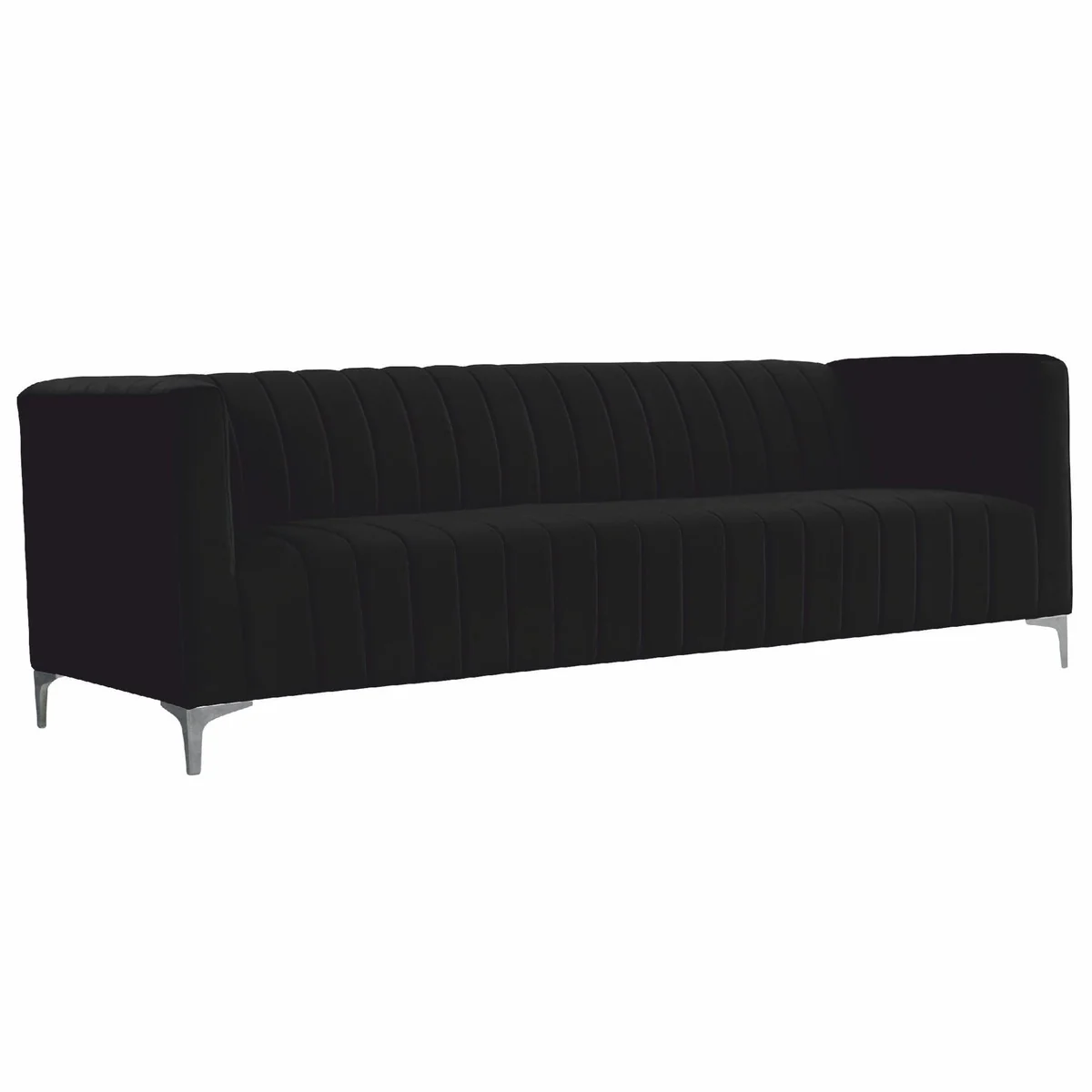 Luxury 3 seater velvet sofa black / gray 220 cm - living room furniture