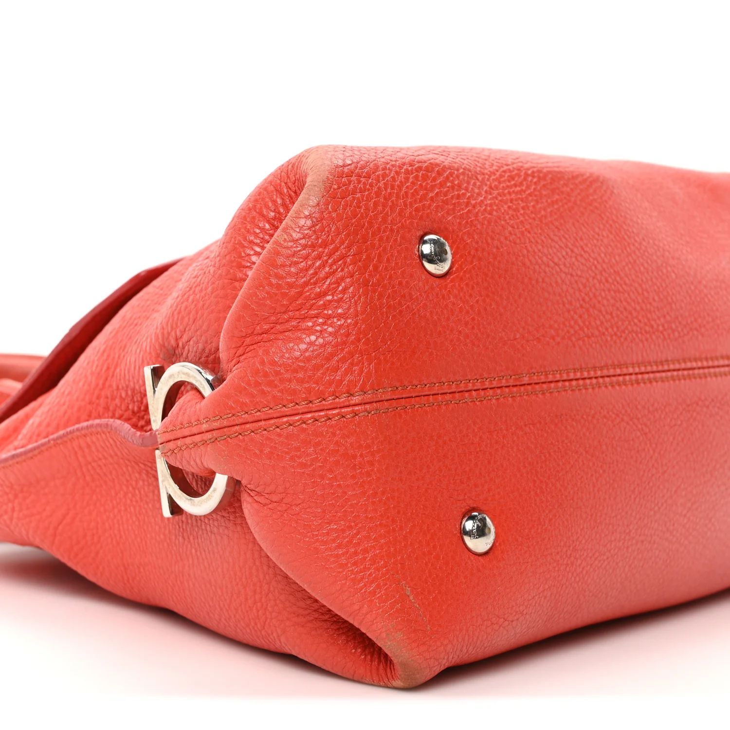 Grained Calfskin Large Sofia Satchel Sunset - Top Club