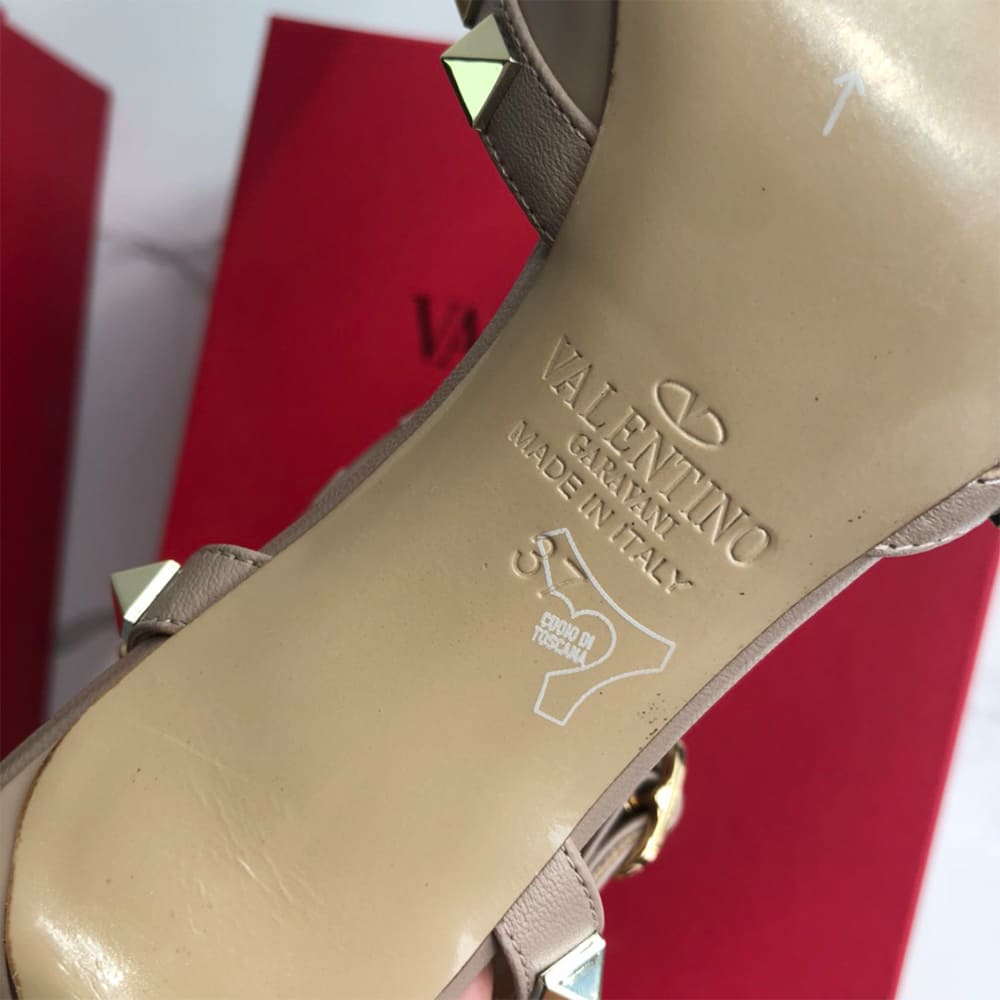 VALENTINO ROCKSTUD Wrap-around ankle strap rivet high heels (heel height 6.5 cm) - Top Club
