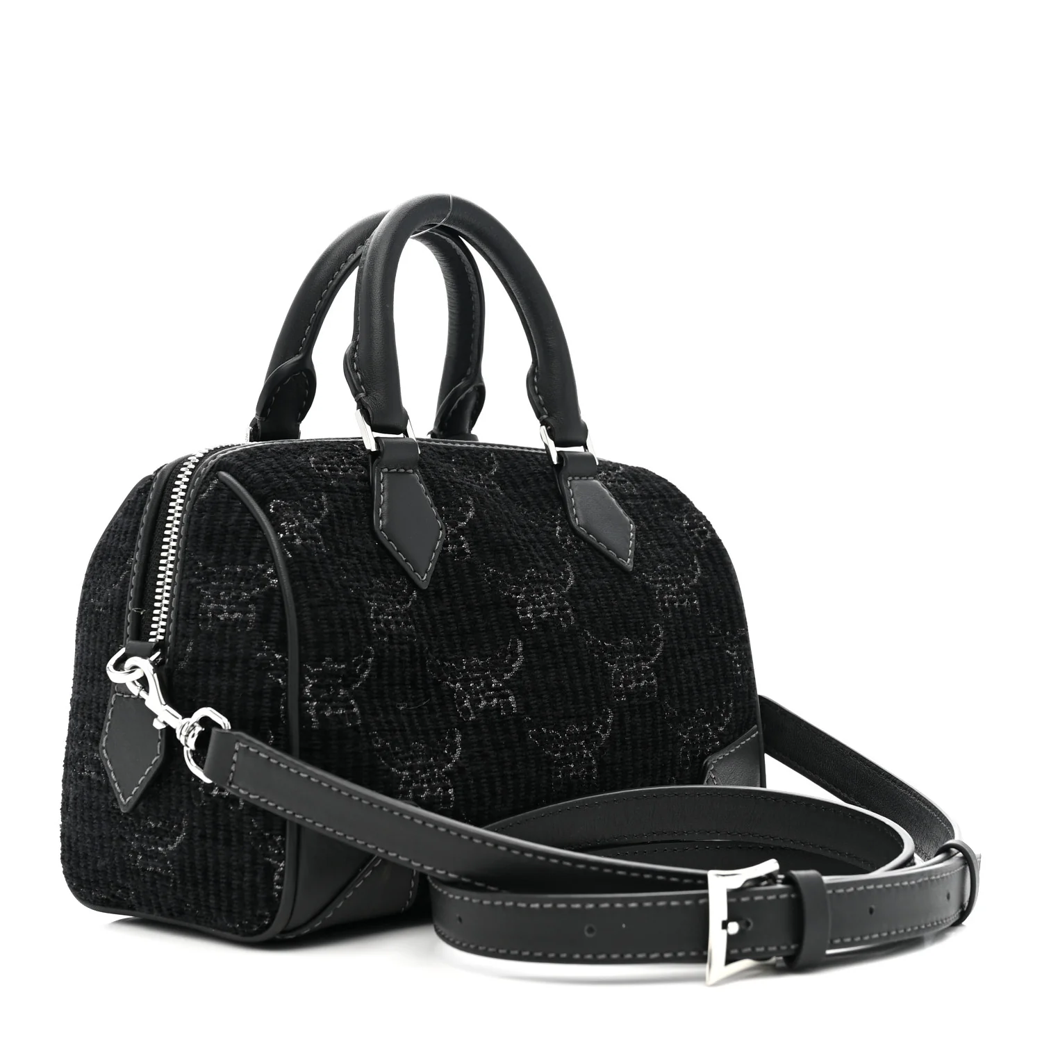Lauretos Lurex Jacquard Small Ella Boston Bag Black - Top Club