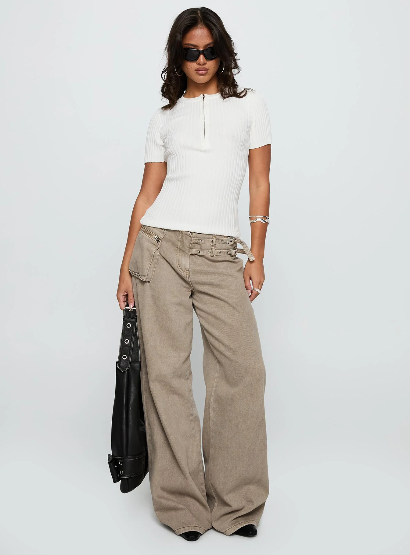 Hold The Line Zip Through Top White