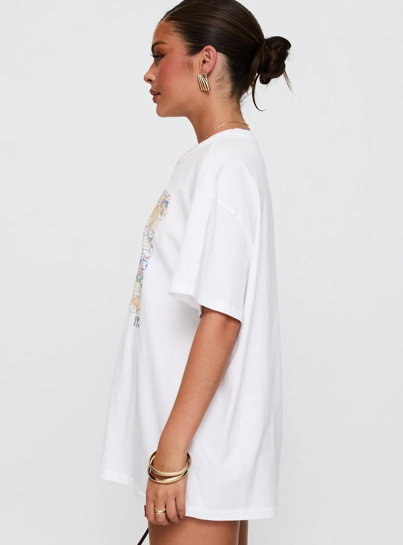 Love From Tuscany Oversized Graphic Top White