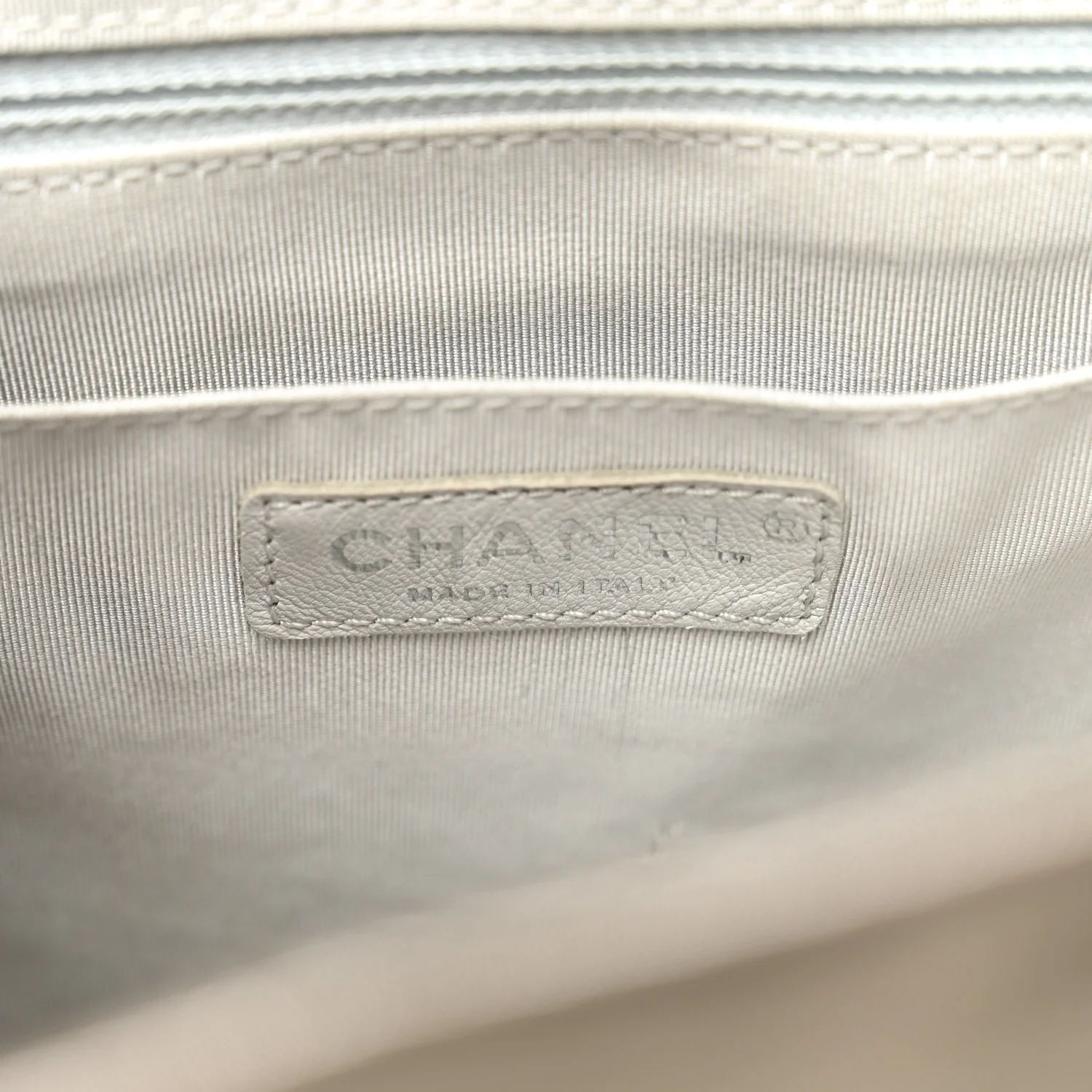 Iridescent Calfskin Chevron Quilted Small Urban Spirit Backpack Silver - Top Club